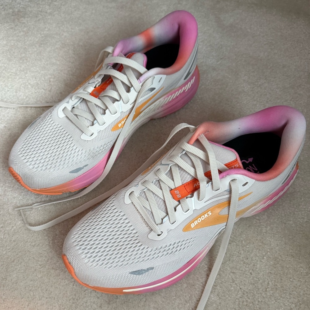 Brooks Women's Adrenaline GTS 23 Running Shoes - Cream/Gray Pink and Orange